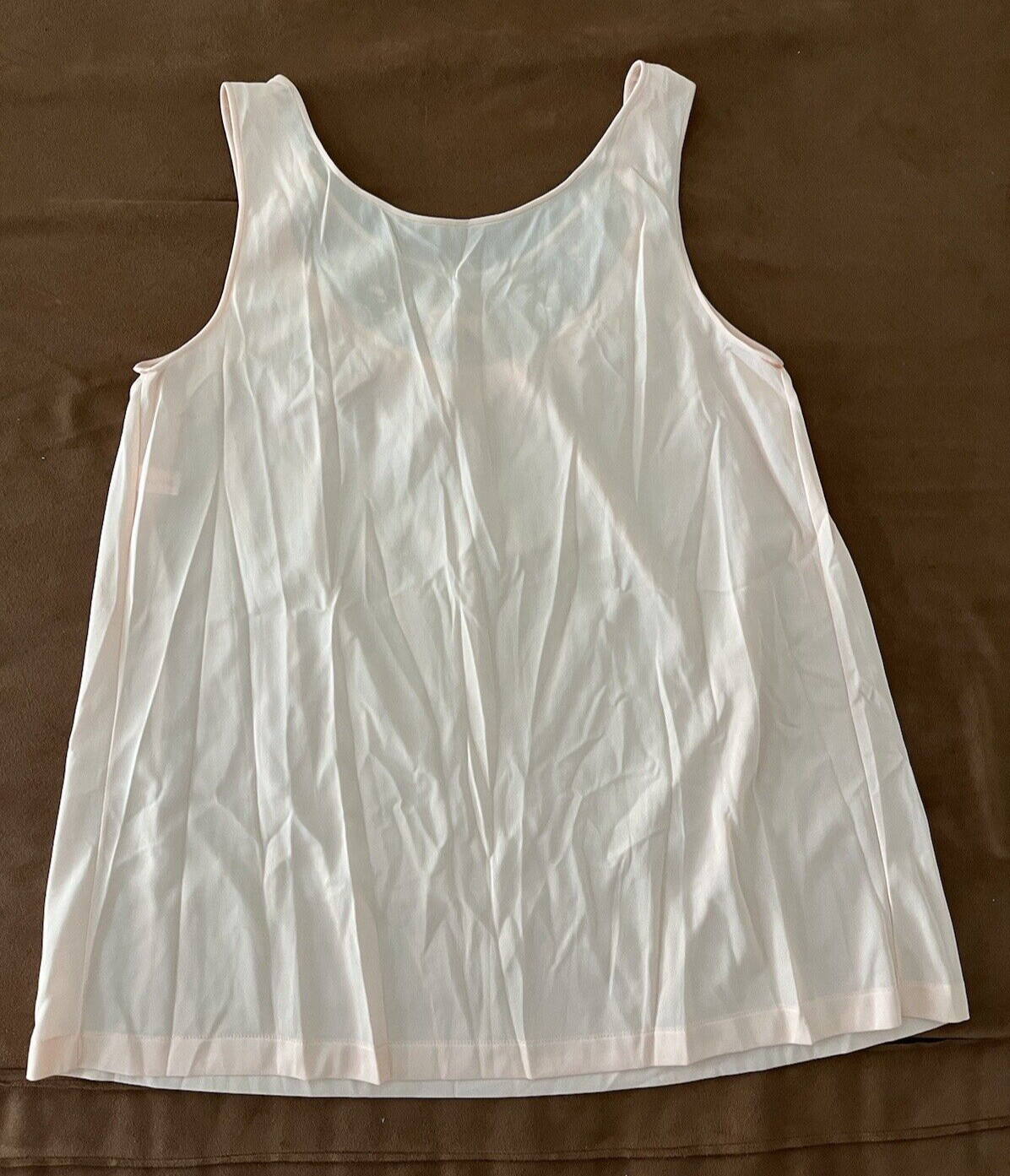 LORRAINE Peach Sleeveless Embroidered Floral Lace Neck Nightie Nightgown S VTG