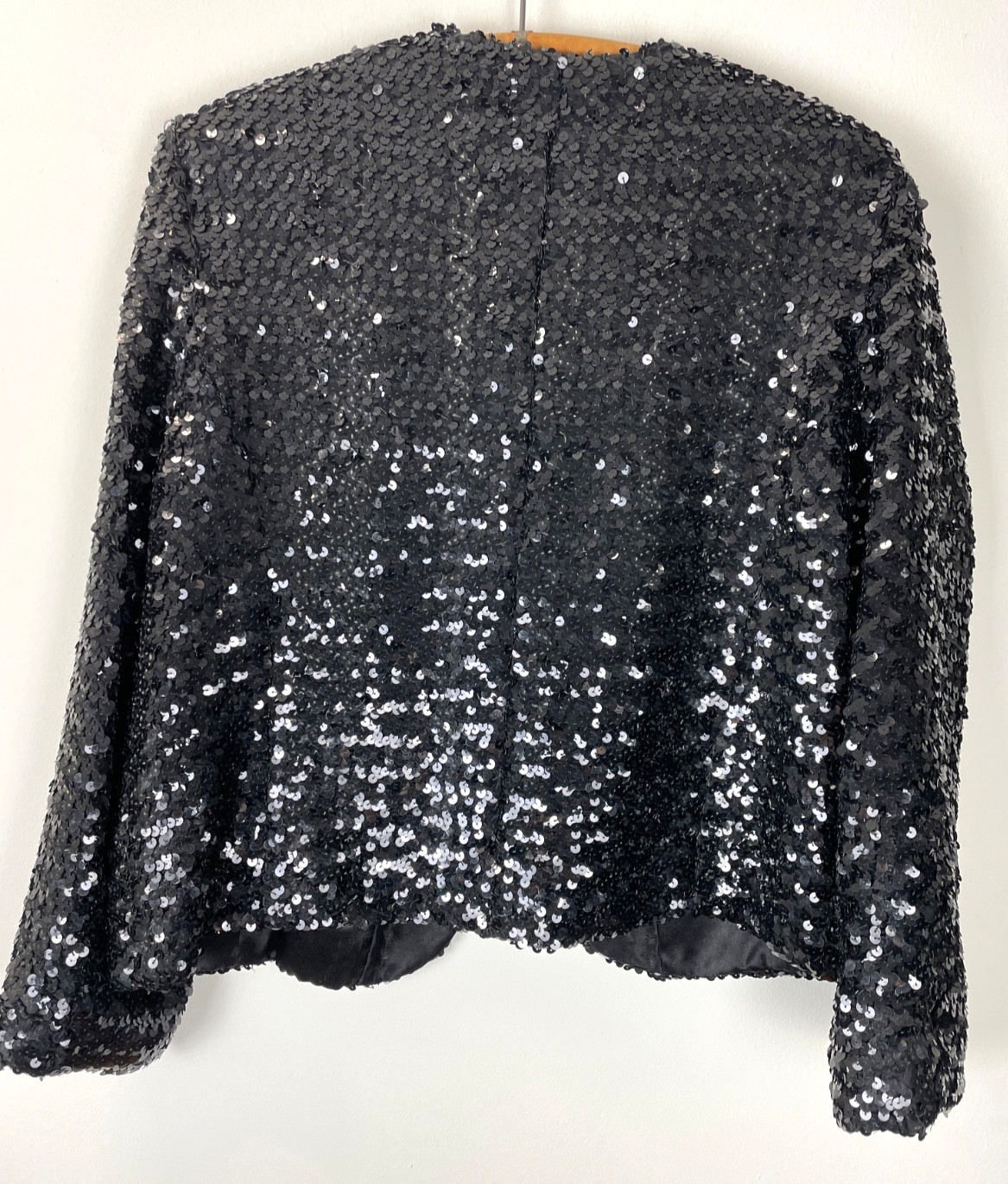 Vintage Black Sequin Open Jacket M/L Party Formal Cocktail