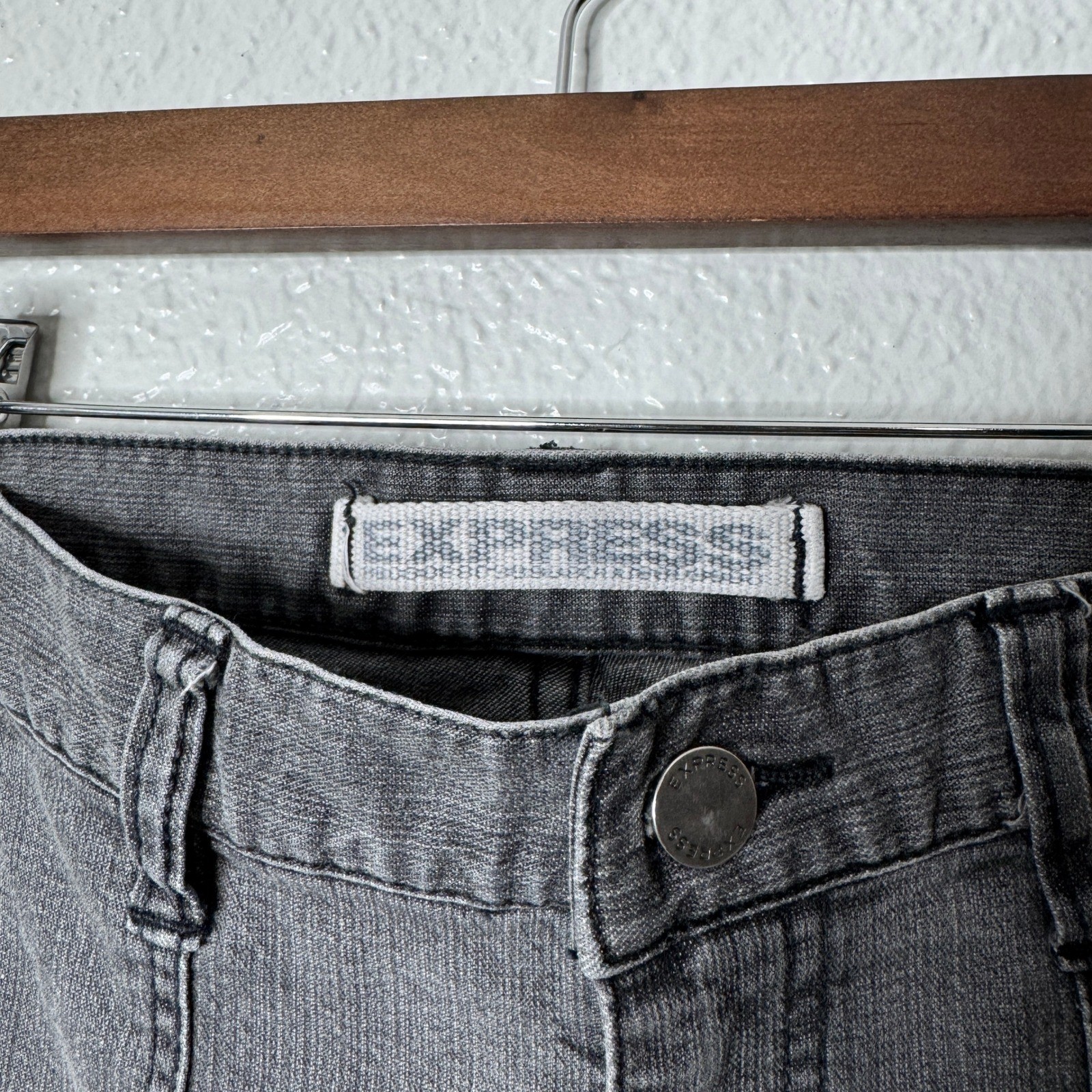 Vintage Y2K Express Precision Fit Low Rise Jeans Womens 8 VTG Utility Denim Gray