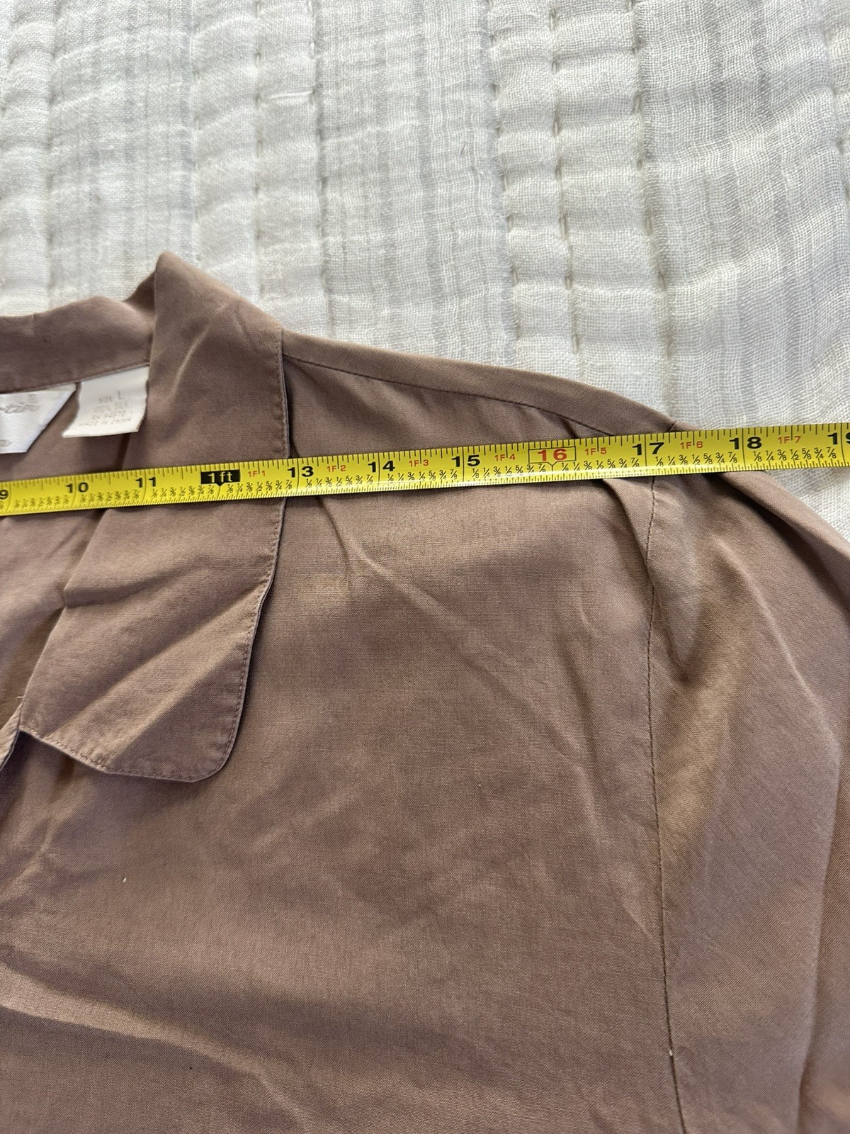 Vintage Peter Martin Quiet Luxury Brown 100% Silk Blouse Large
