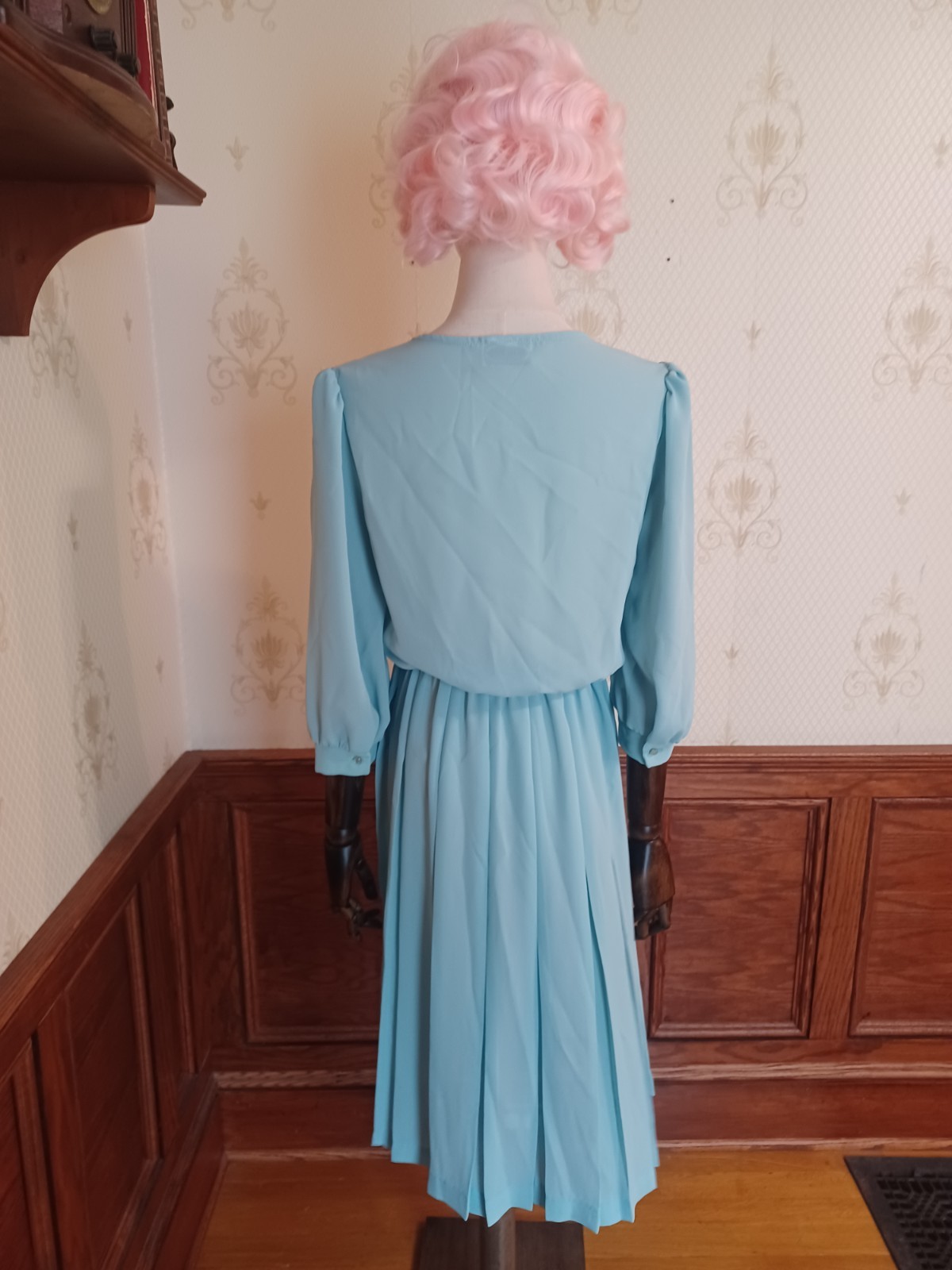 Vintage 1980s Sheer Pastel Aqua Bobby&rsquo;s Girl Romantic Coquette Dress