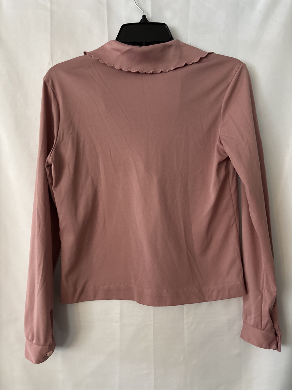 Vintage Devon Mauve Button Up Blouse Embroidered Collar No Size Tag Fits Like S