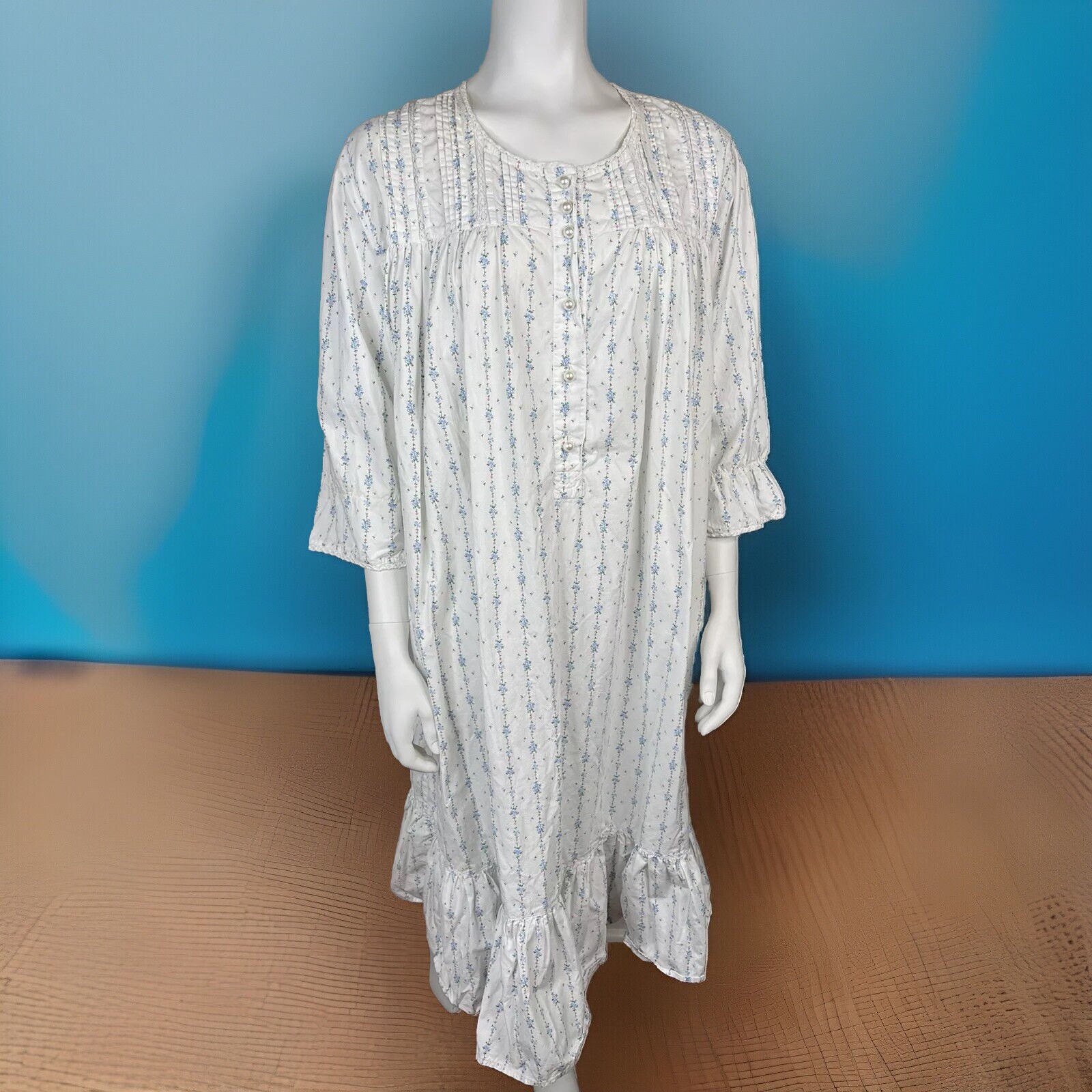 Vintage 80s Intimate Moment Women’s plus 26/28 Cotton Prairie Nightgown flaws