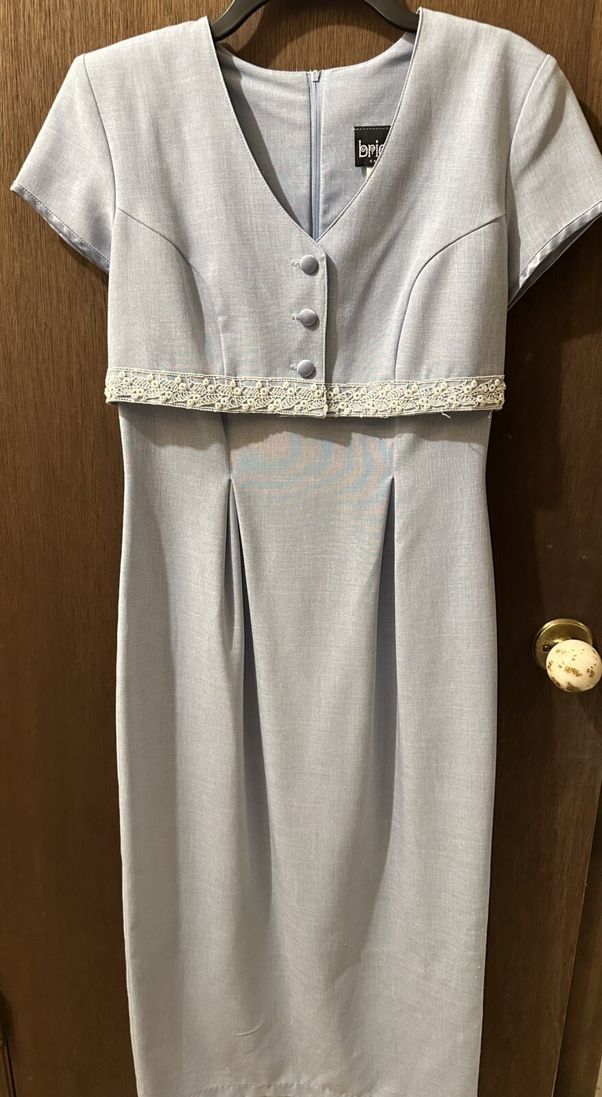Vintage 1990&rsquo;s Womens Ladies Trendy Retro Pale BabyBlue Office Dress – Size 7/8