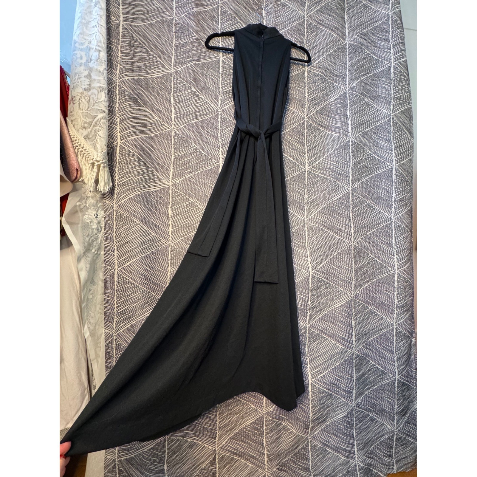 Vintage Montgomery Ward Black Maxi Disco Dress Sz S/M