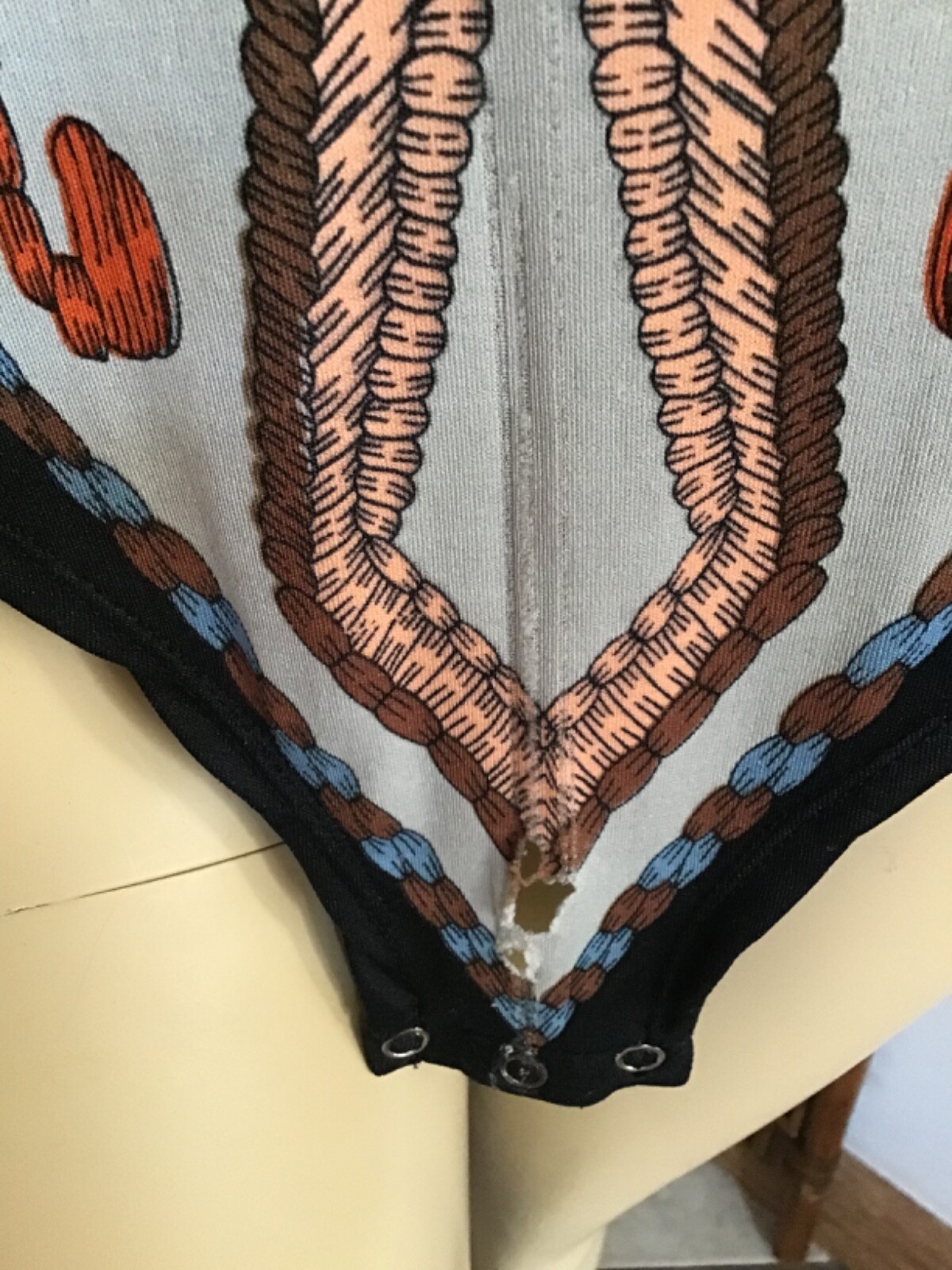 Vintage 1970s Mod Bodysuit Versace Style Print