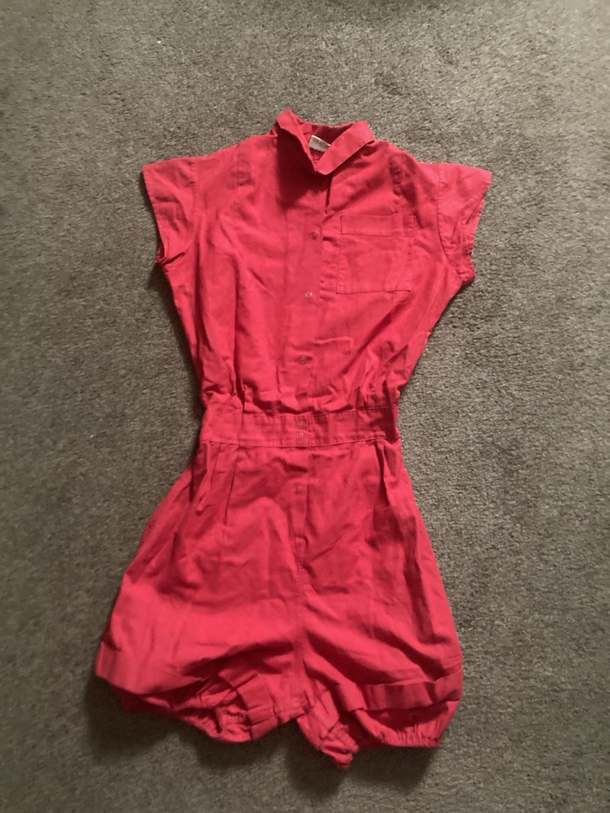 1950s-60s Moore Sanforized Girls Gym Uniform Romper Playsuit Red Sz 12