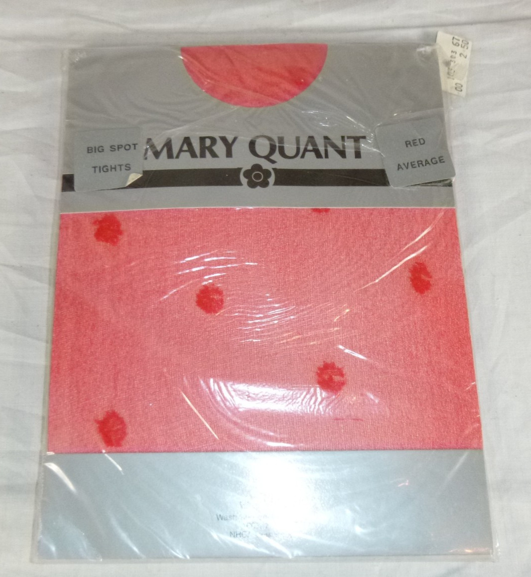 NOS Vtg 60s Mary Quant Tights Big Spots Dots Red 100% Nylon Sz AVG – Italy