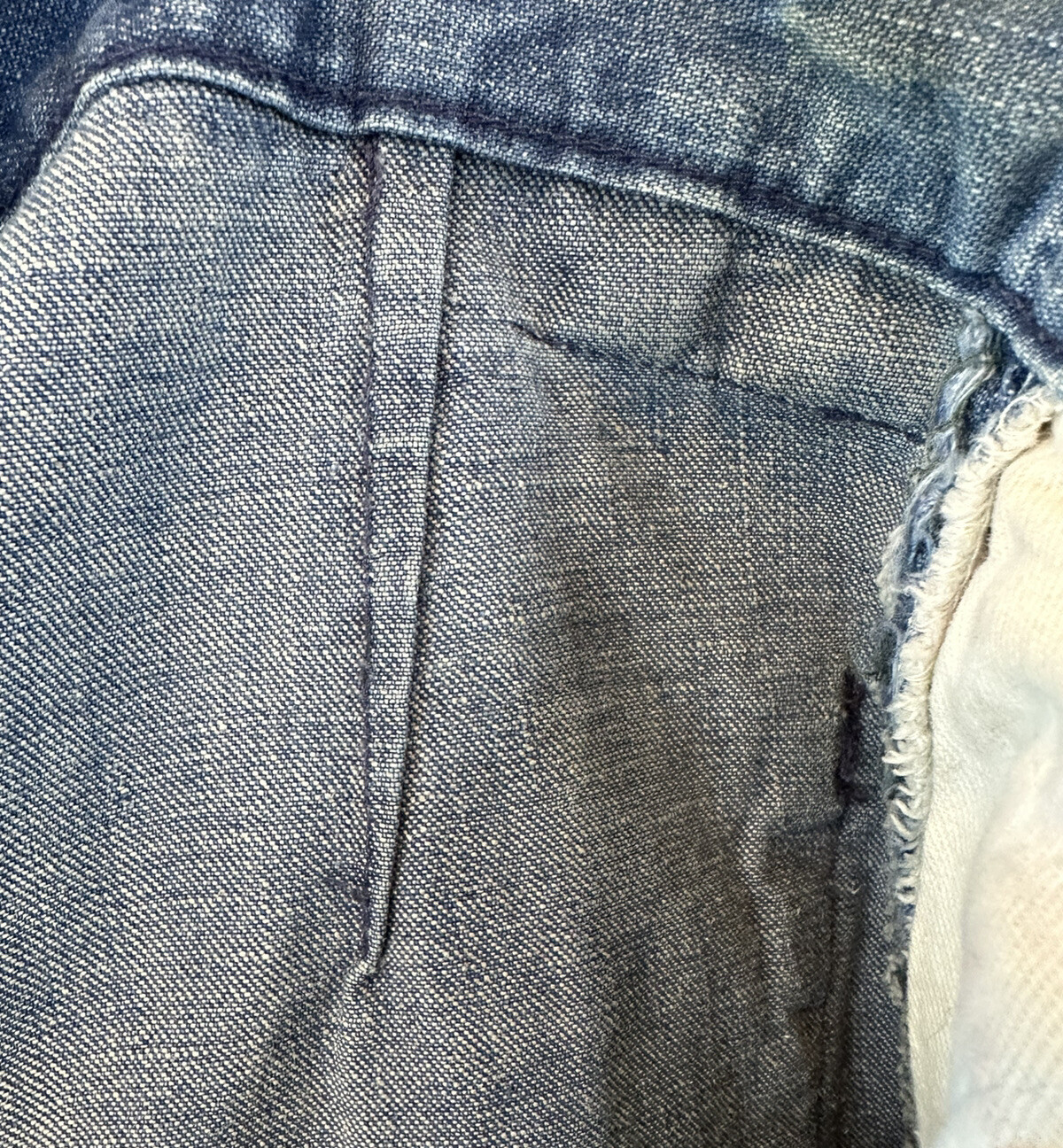 Vintage 70s Womens Thrashed Denim Flare Jeans Trouser Talon Pleated 32 x 28