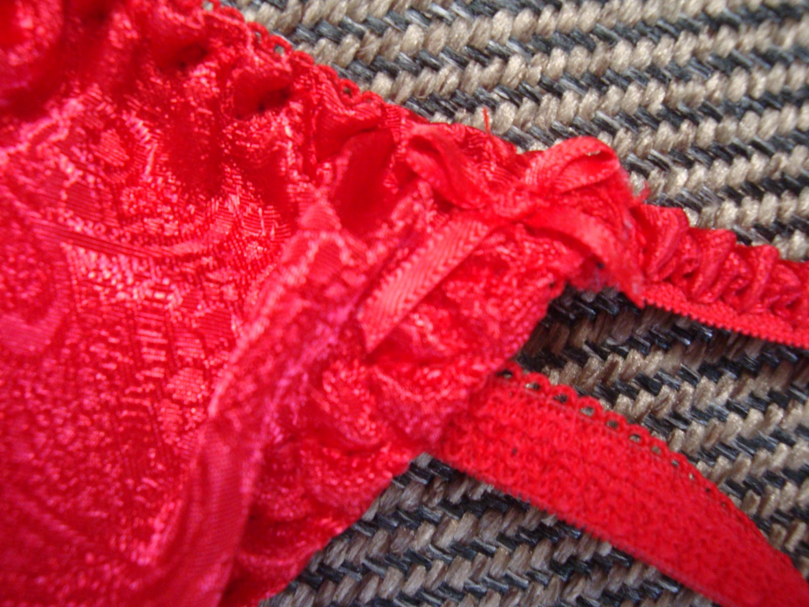 Vintage 7 L Red String Thong Silky Smooth Very Stretchy