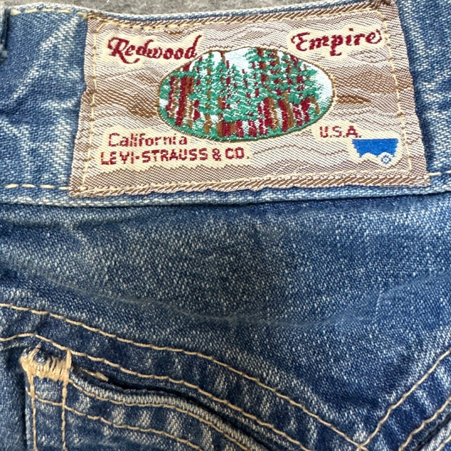 Levi&rsquo;s Redwood Empire Jeans Womens Blue 23X32 Vintage Heart Pocket Wide Leg 70s
