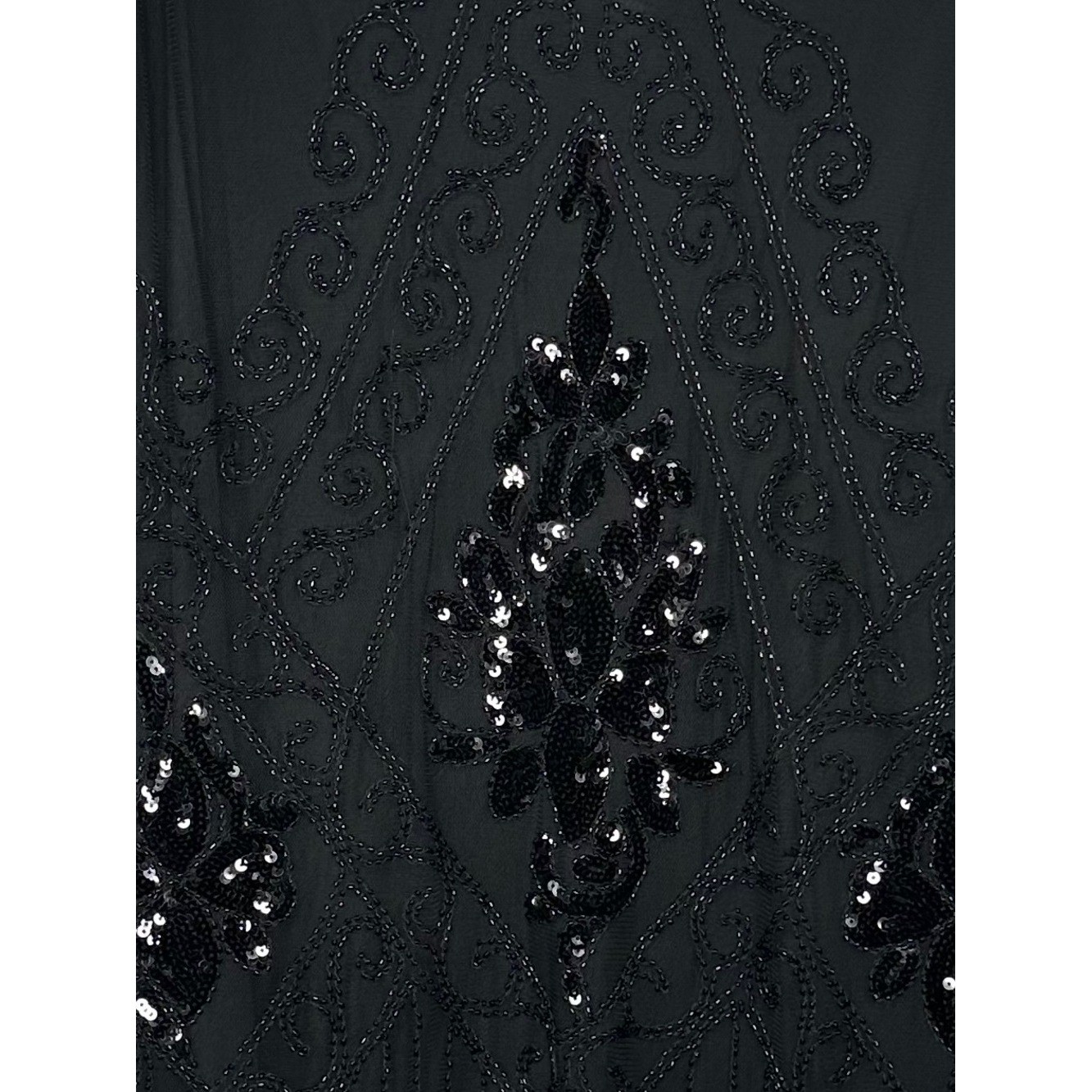 Pretty Guide Retro Dress Black Sequins Fringe V-neck Great Gatsby Sz 3 XL