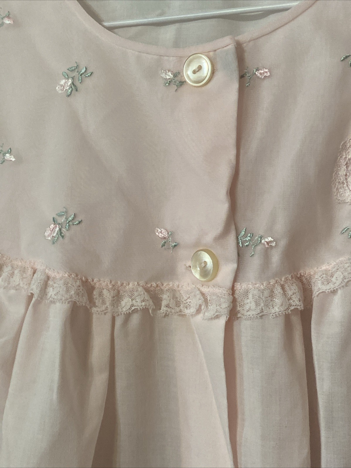 Vintage Sears 2pc Pajama Set Pink Embroidered 38 M/L