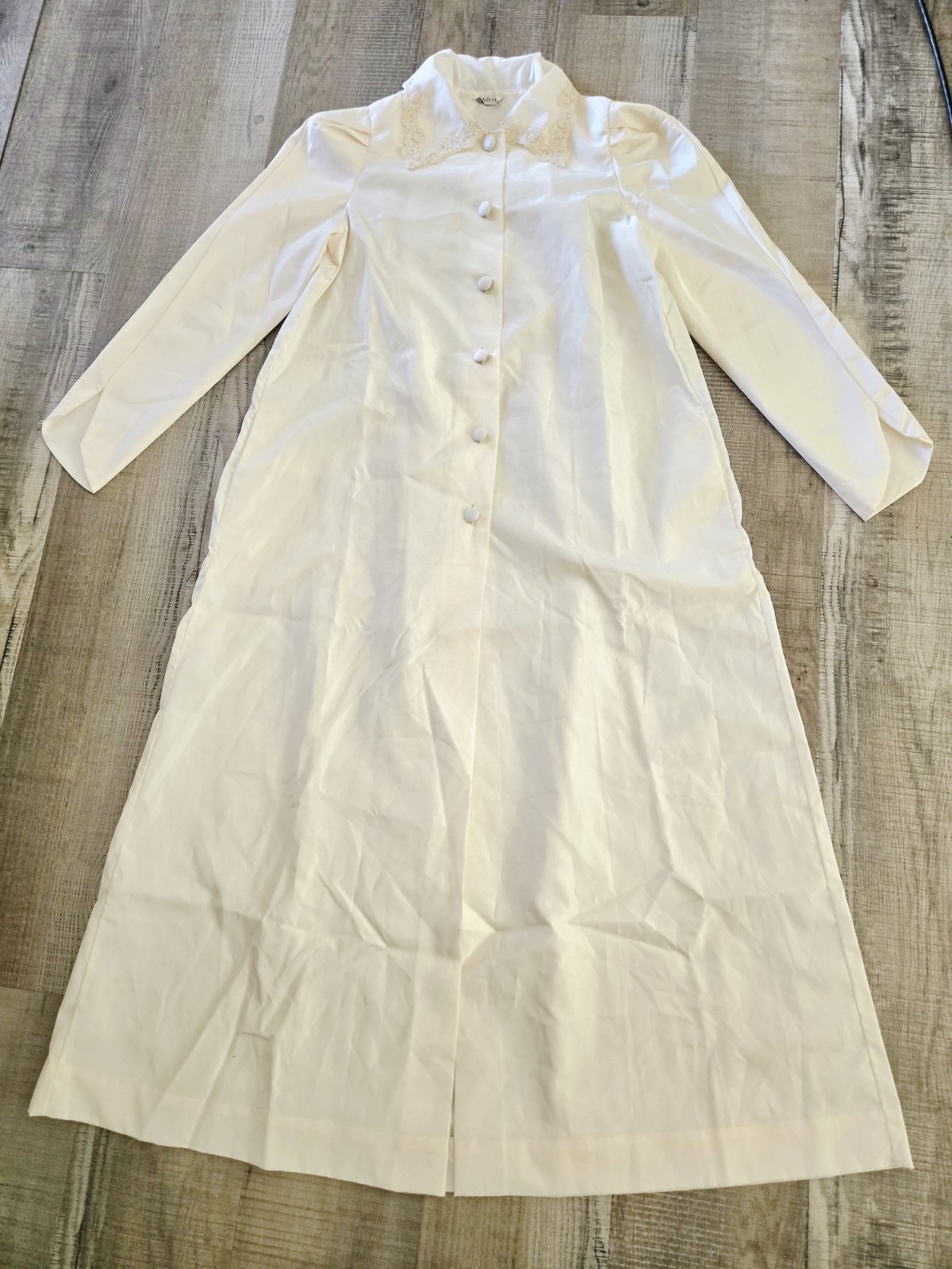 Chloe Vintage 1980&rsquo;s Nightgown Lingerie House Coat Ivory Sz S? Lace Trim Collar
