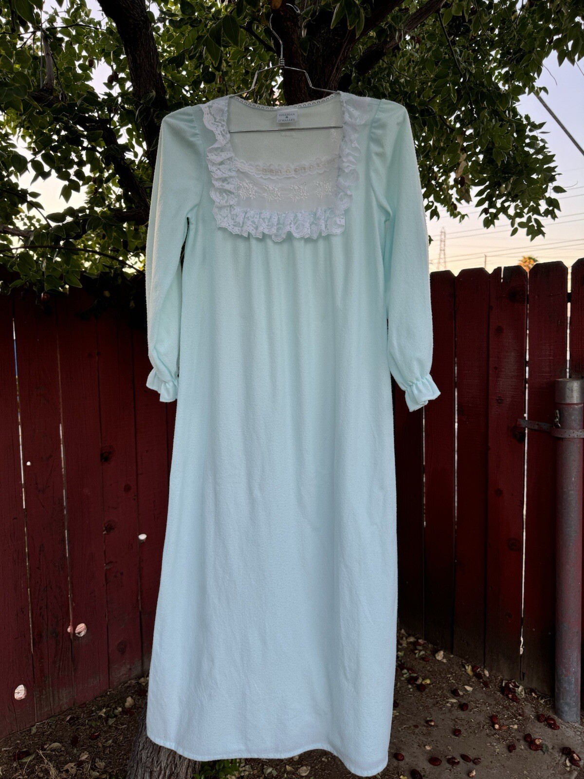 Vintage Gilligan O&rsquo;Malley Blue Ruffle Night Gown Prairie Cottagecore 80s Granny