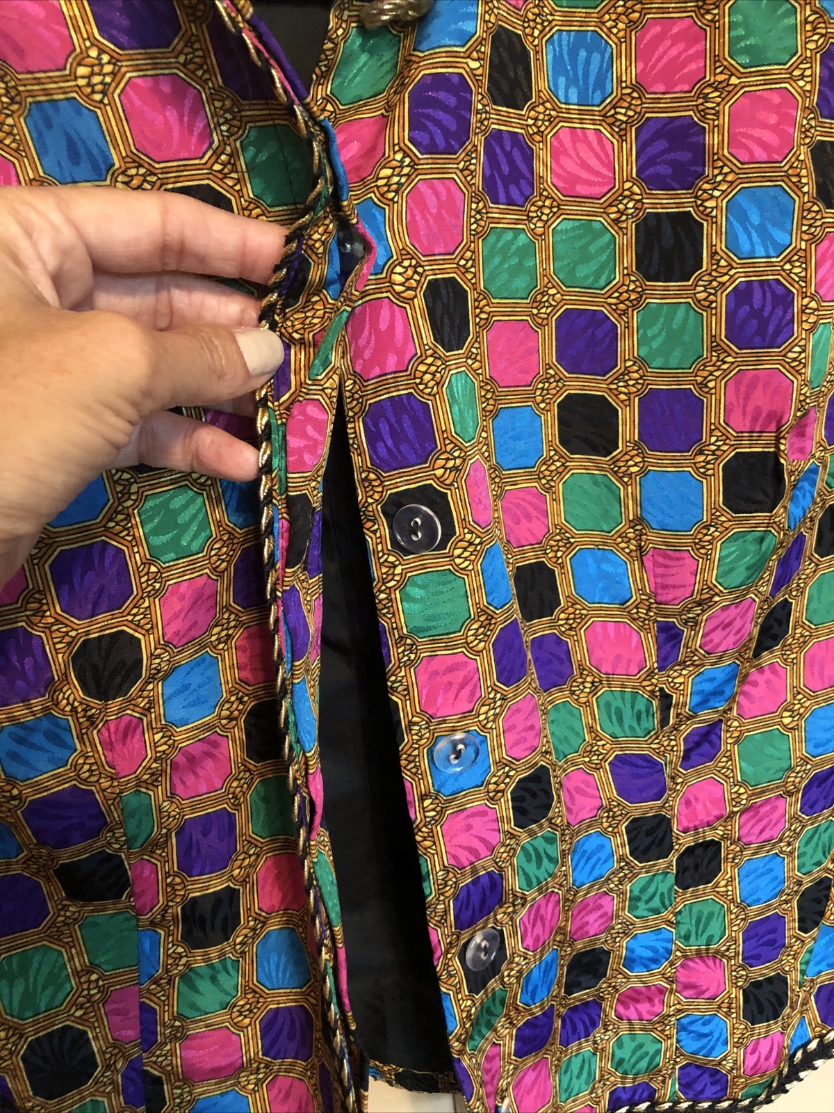 Vintage Petites for Maggy polyester 80’s shirt Blouse Office Silky Button Up