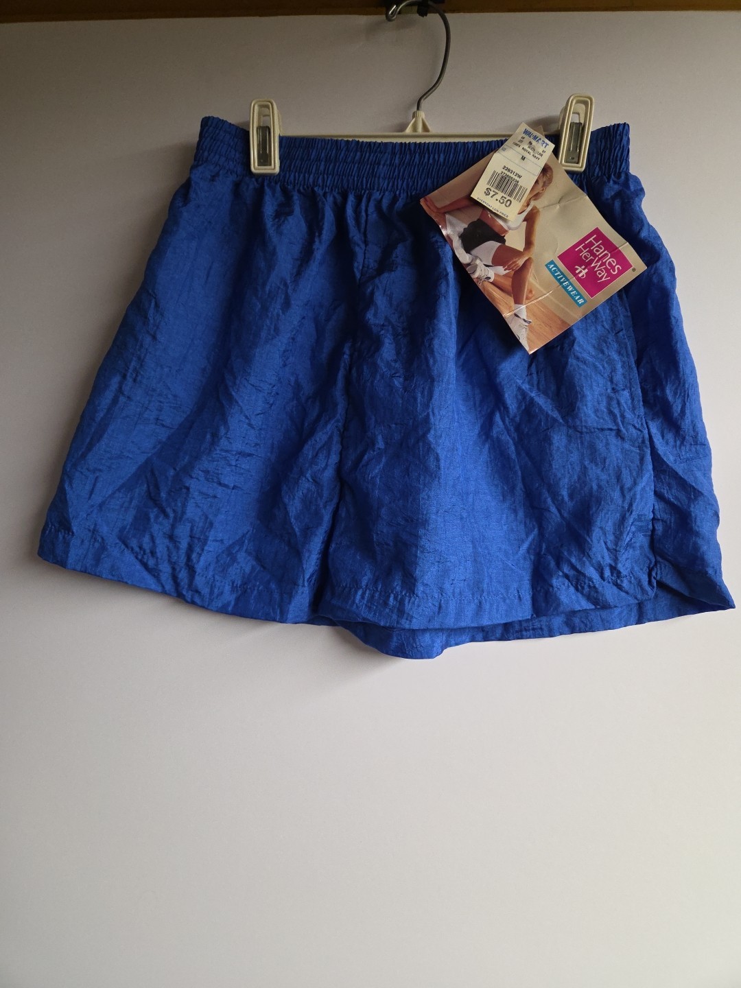 Vintage 90s Hanes Her Way Deadstock NOS Large Blue Activewear Shorts 100% Nylon
