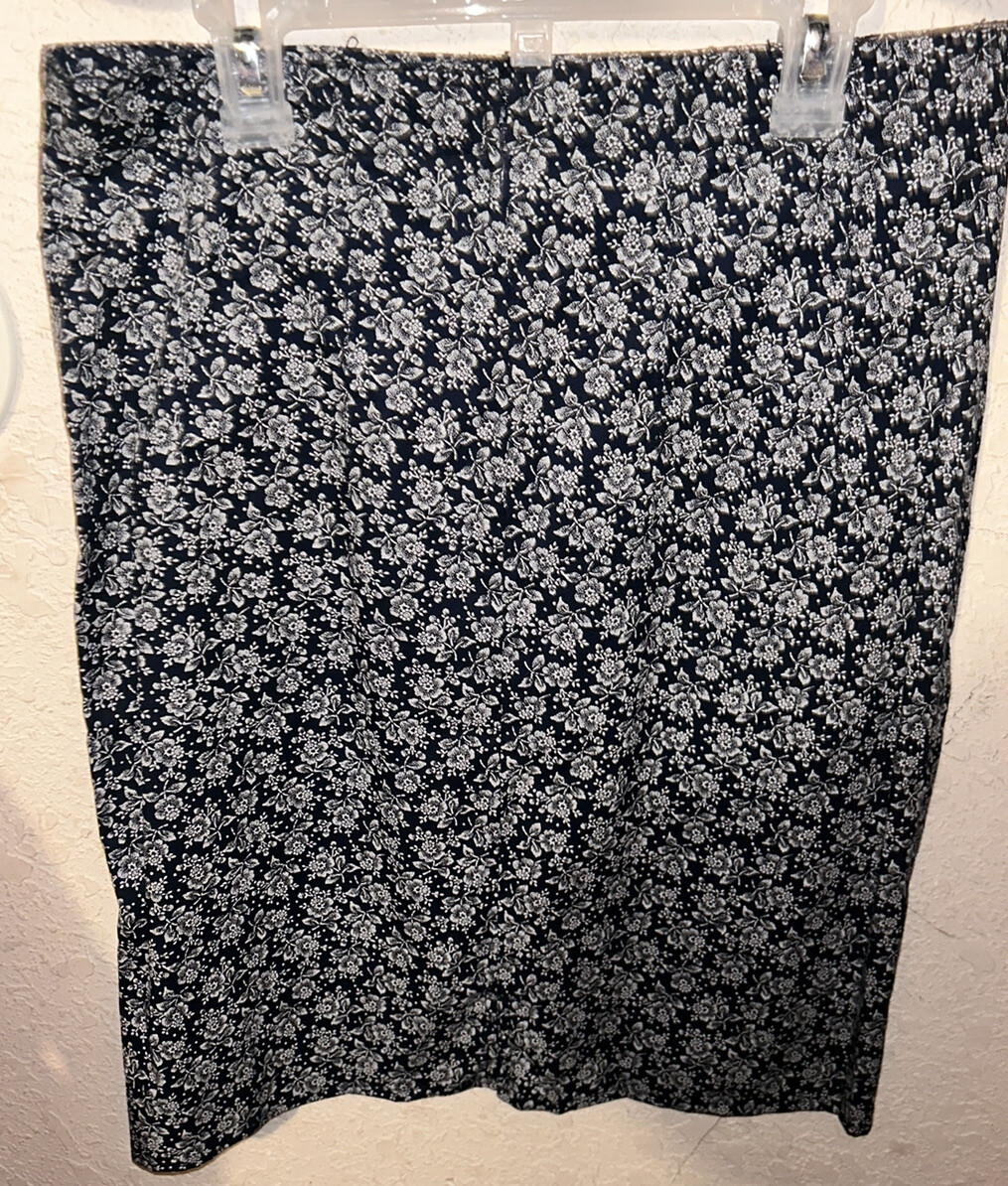 Vtg Liz Claiborne Knee Length Skirt Sz 8 Suit Jacket Blazer Sz 6 Blue Floral Y2K