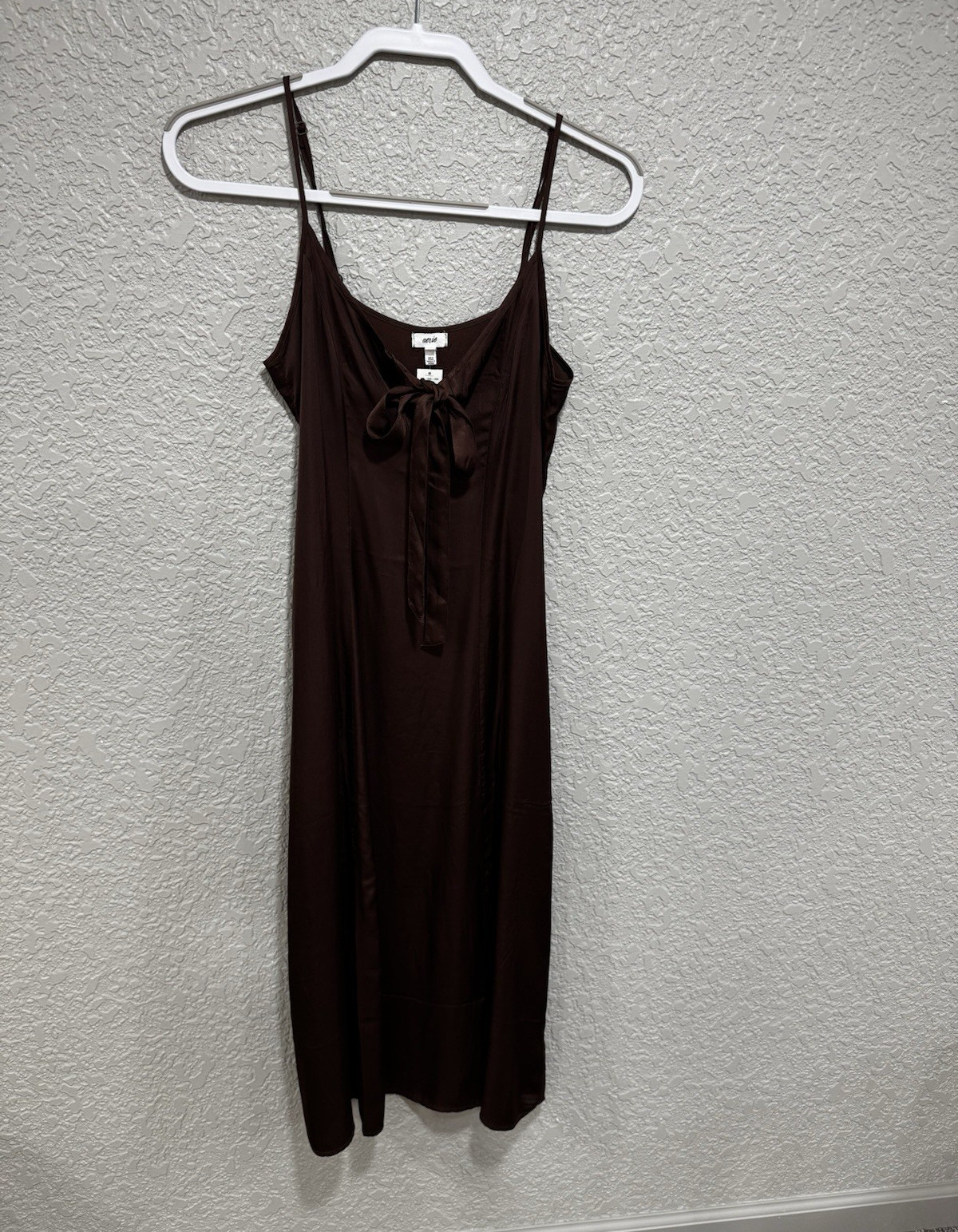 Aerie Brown Slip Dress Spaghetti Straps Tie-Front Sleepwear Size S/P