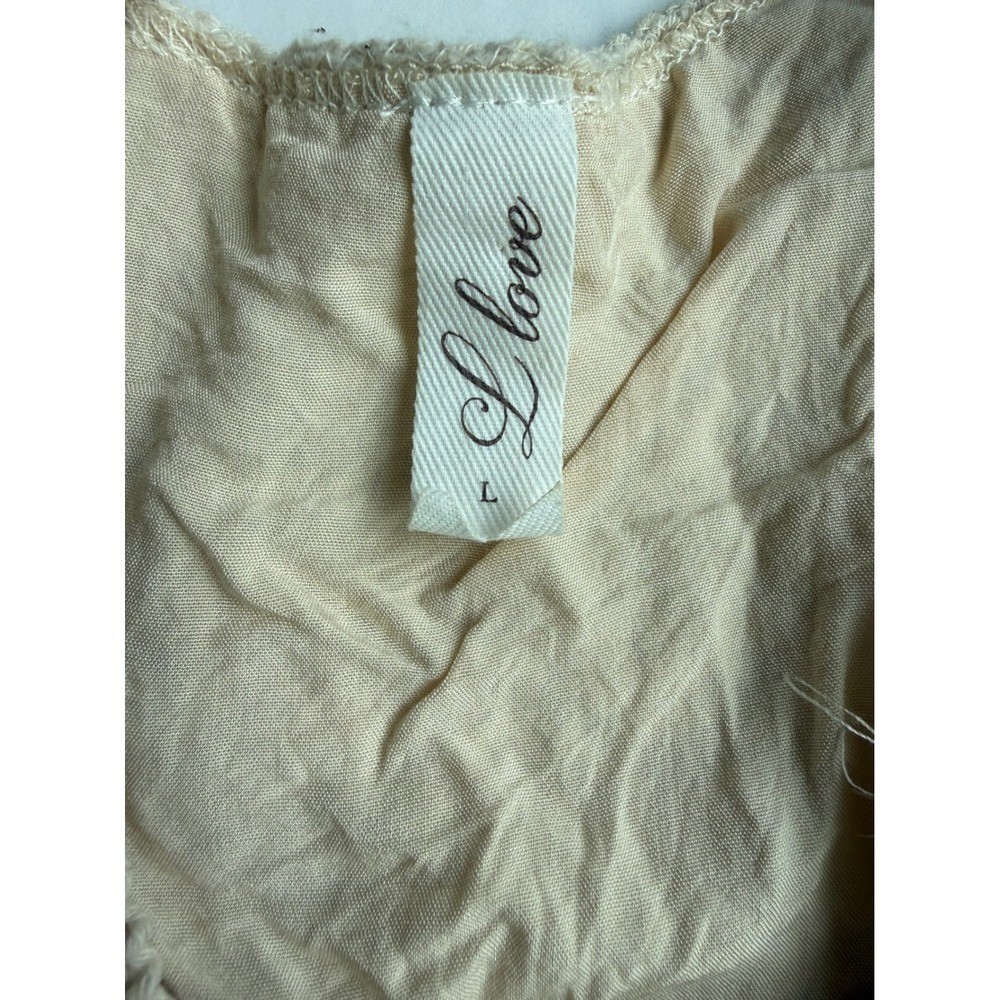 L Love Crochet Eyelet Lace Peplum Cami Tank Top Beige