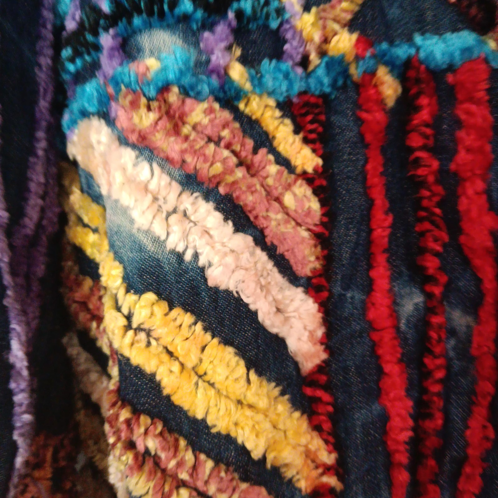 Vintage Chenille Patchwork Boho Jacket Women’s SZ S Art To Wear Sandy Starkman