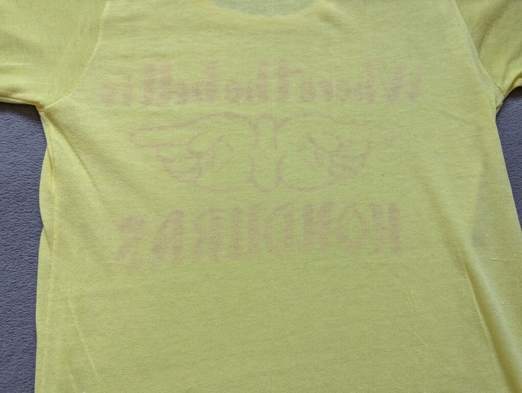 Lancer Vintage 70s 80s where the hell is Honduras yellow shirt womens size 36