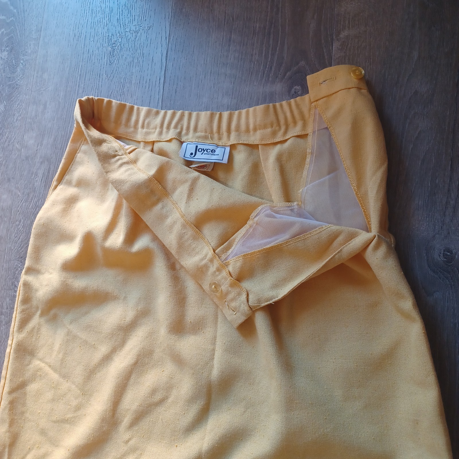 Vtg Joyce Sportswear Yellow Pencil Straight Skirt Pleats Sz 13/14 Made in USA