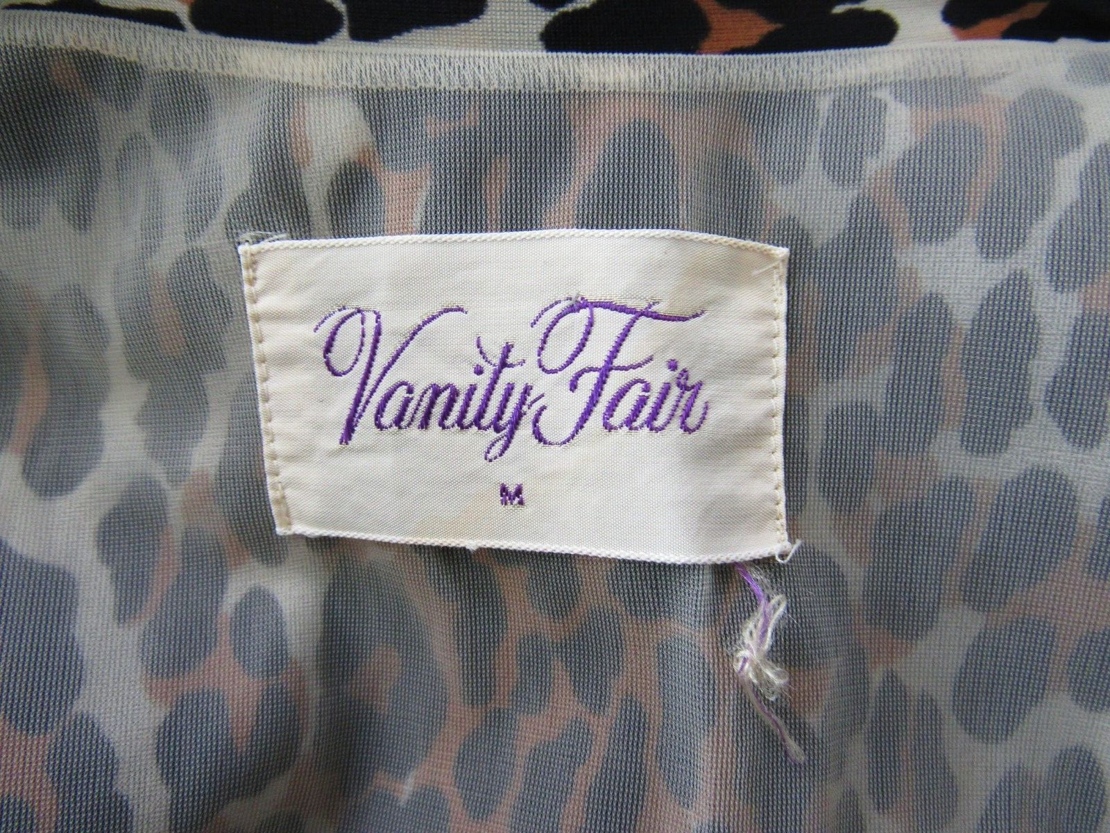Vintage Vanity Fair Leopard Print French Cuffs Robe Hostess Dress Maxi Kaftan