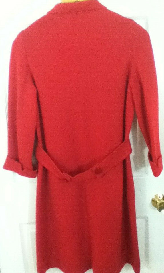 Vintage 70&rsquo;s Mod Red Wool Knit Coat Sz Large Alexander&rsquo;s British Hong Kong