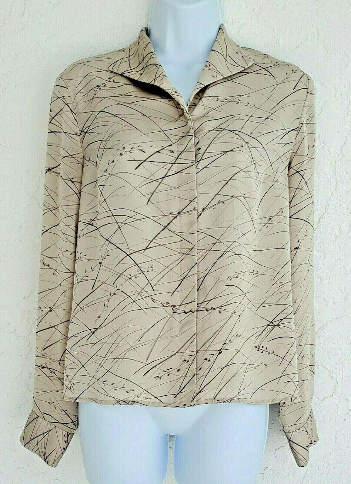 Vintage Women&rsquo;s JONES WEAR 1980&rsquo;s Abstract Brown Button Down Career Blouse SZ 10