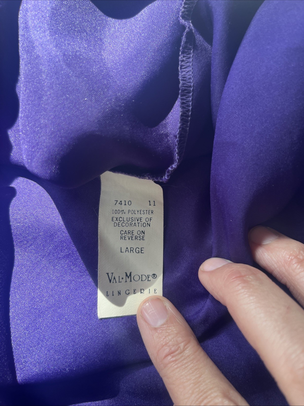 Val Mode Ivory Purple Polyester Slip Medium Vintage Floral Original