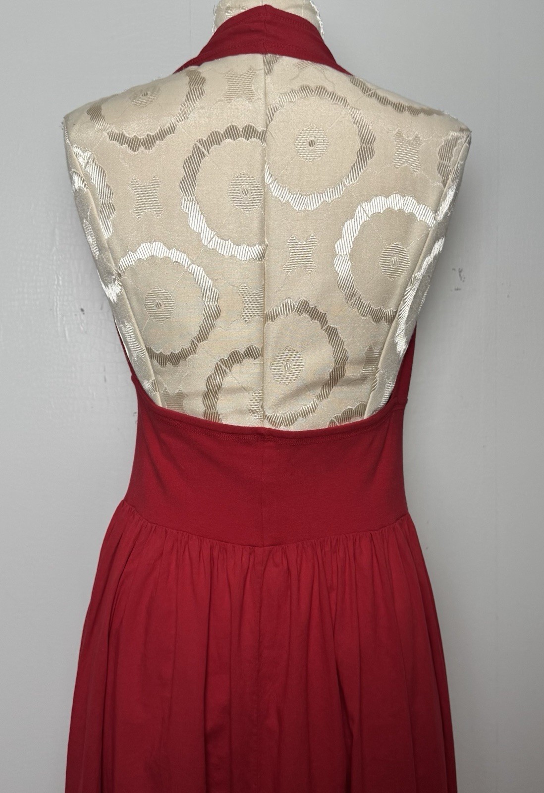 Vtg Luna Luz Red Halter Maxi Dress Resort Glamour Studio 54 Disco Goddess S/M