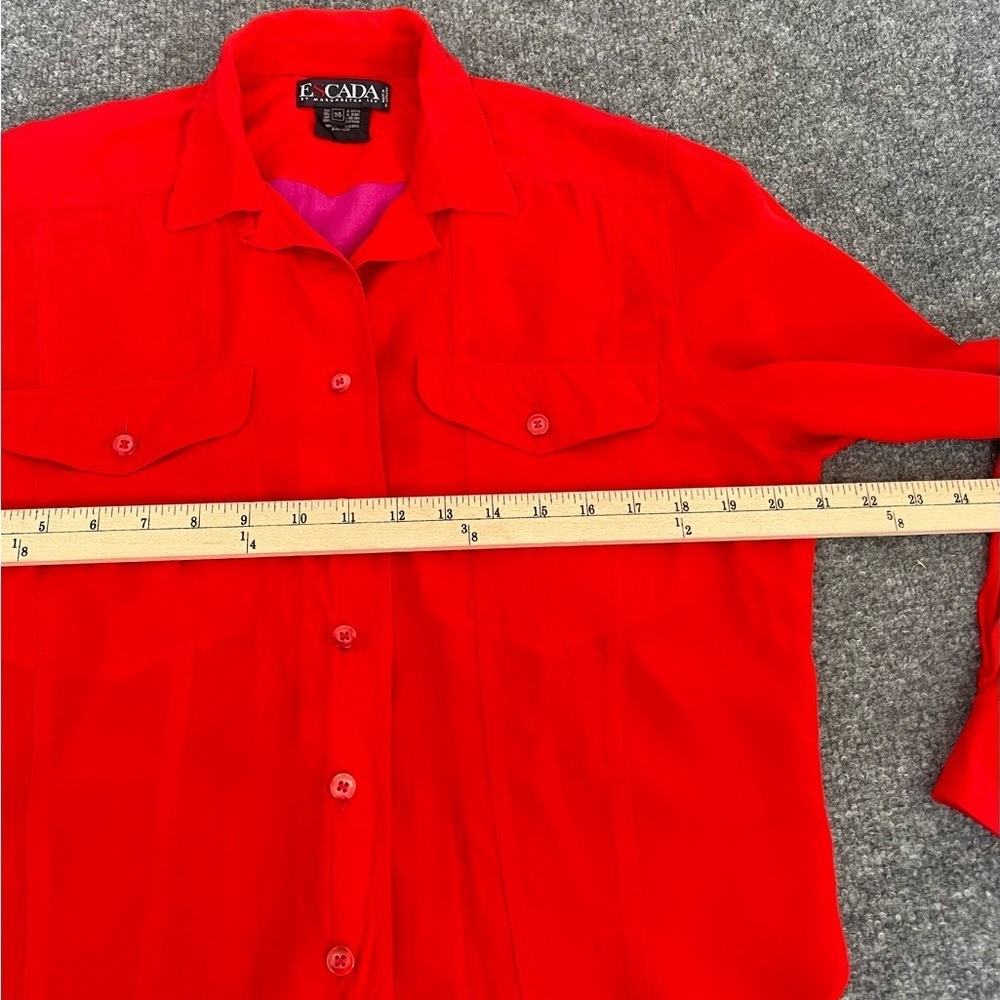 ESCADA 1980s Vintage 100% Color Block Shirt Button Up Long Sleeve Size 36