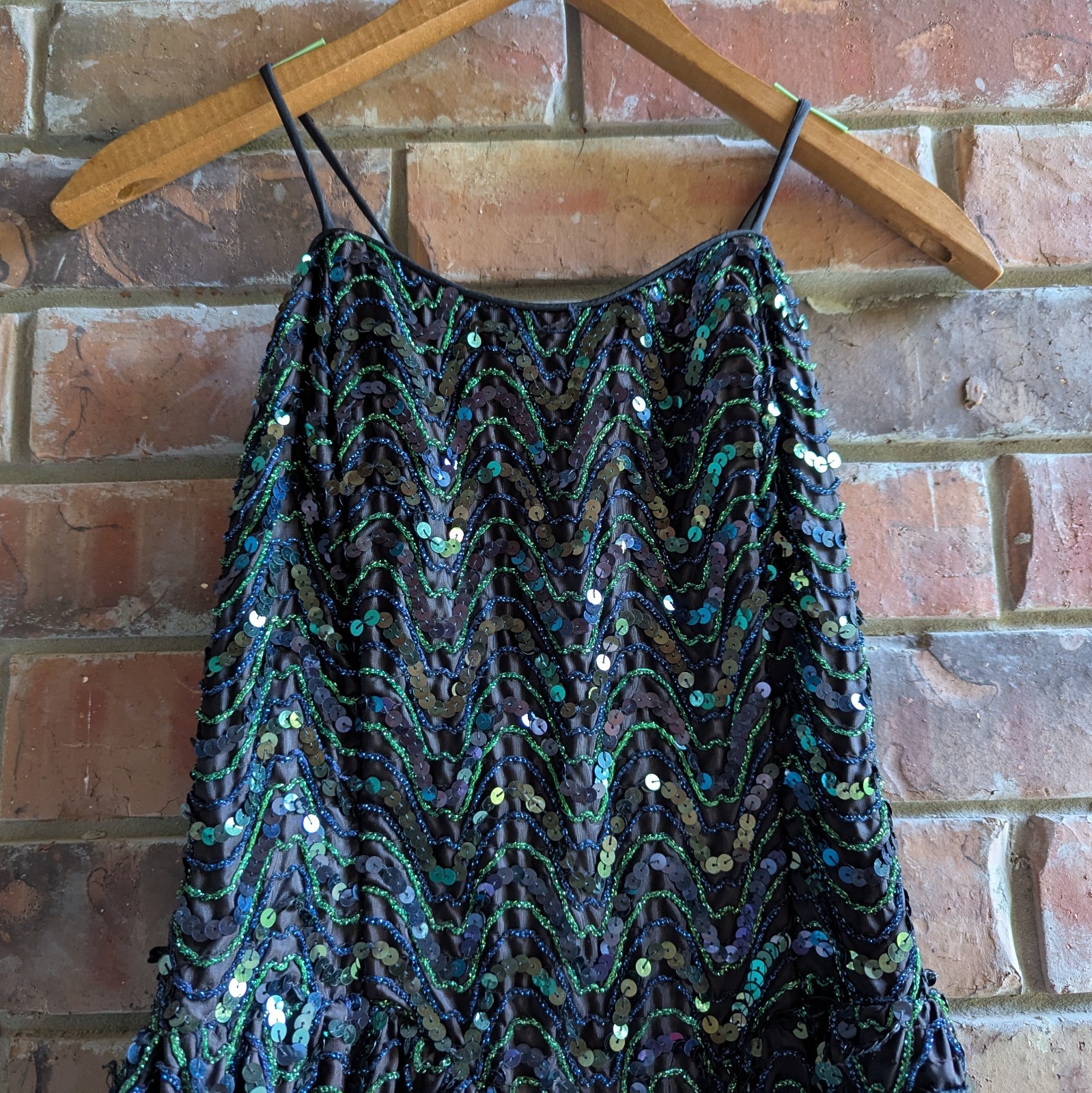 GUNNE SAX Jessica McClintock Sequin Dress Mini Chevron 5/6 XS Sparkle Glam Vtg