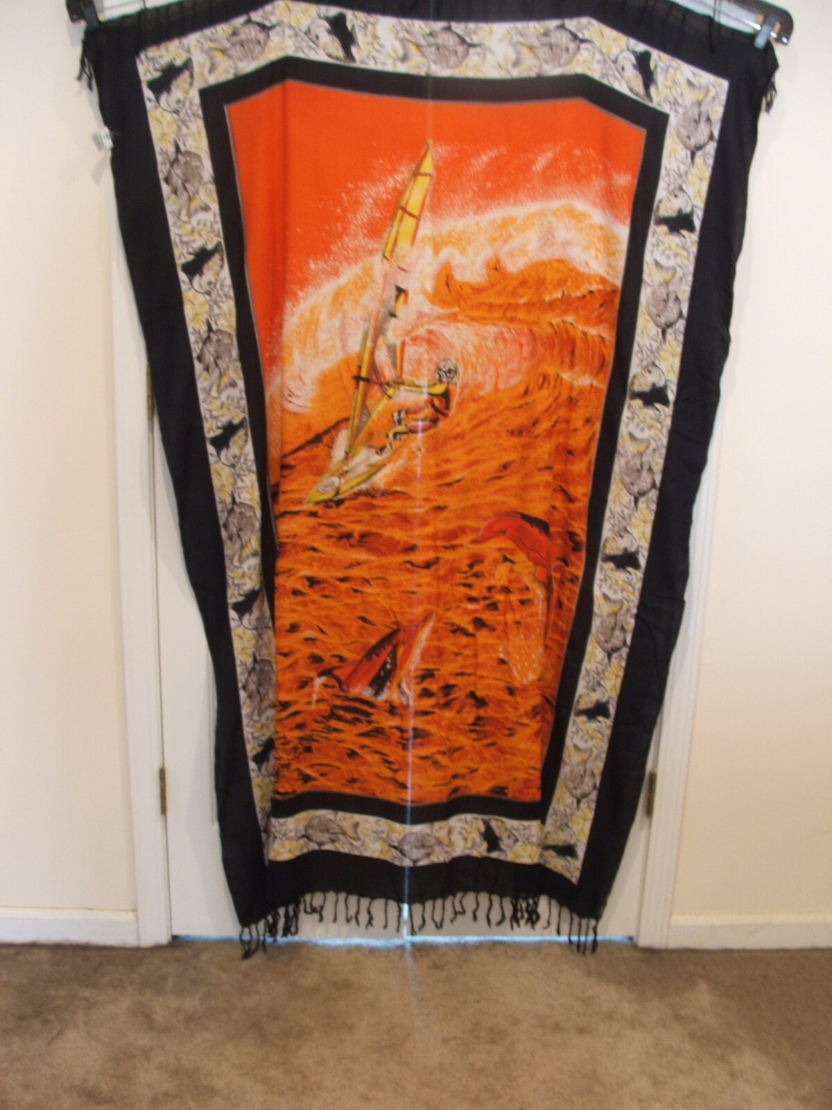 VINTAGE NWOT HANDMADE IN BALI Textile’s Sarong-Wrap Print Beach Coverup 46 x 66