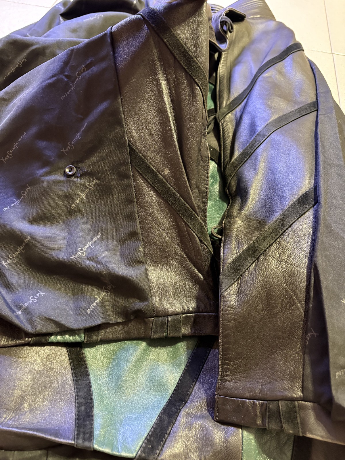 Rare Vintage Yves Saint Laurent Patchwork Leather Batwing Jacket 80s YSL Paris
