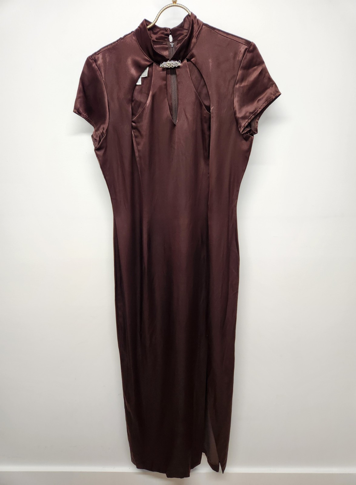 Vintage Gunne Sax By Jessica McClintock Women&rsquo;s Brown Maxi Satin Dress, Sz 13/14