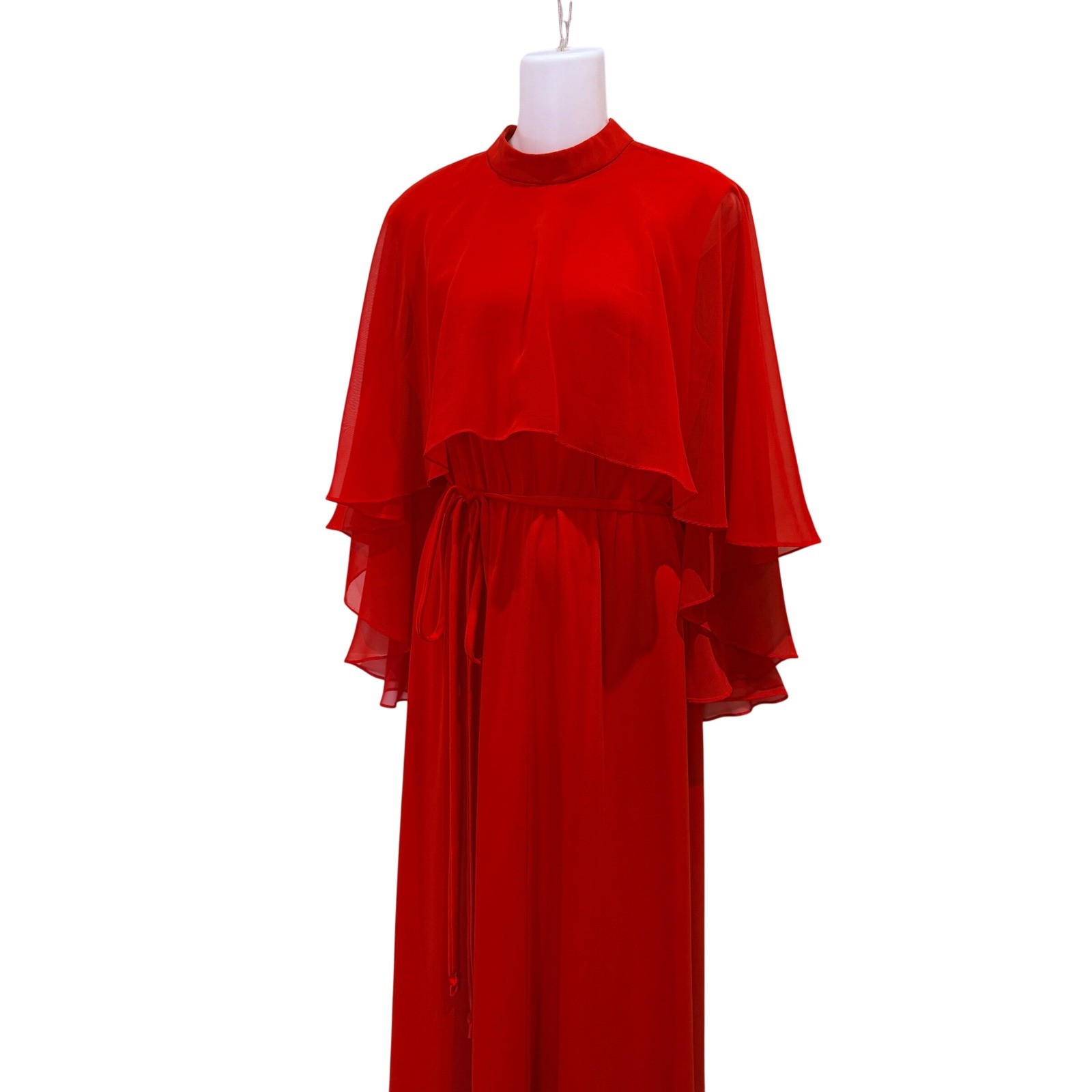 Vintage Jeanne Durrell Capelet Maxi Dress 14 70s Goddess Romantic Boho Rretro