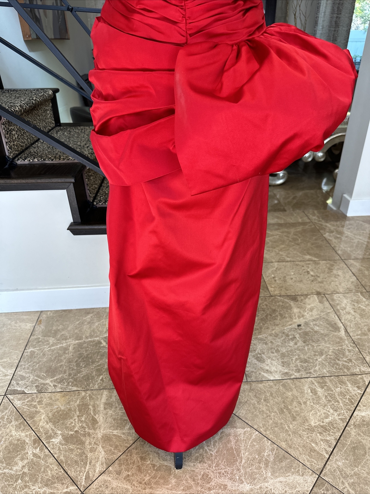 Vicky Tiel Rare Iconic 80s Red Silk Satin Boned Ruched Bustier Column Gown 4