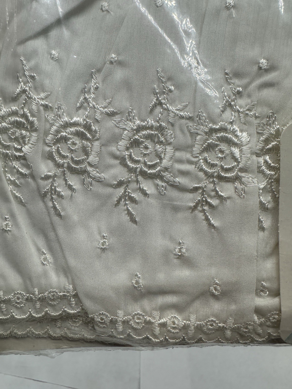 Vintage Charmode Desert Rose Half Slip Petticoat Eyelet Ruffle Large White NOS