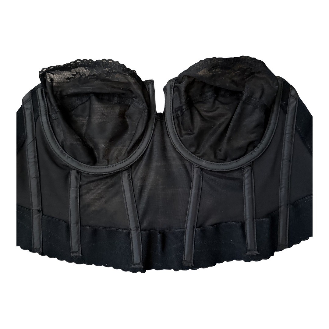 Backless by Young Smoothie Bra Corset Busier Black Lace Strapless Womens 34D