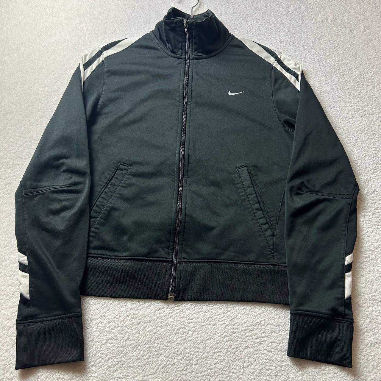 Vintage Nike Full Zip Track Jacket Swoosh Logo Size Medium Black Yellow Striped