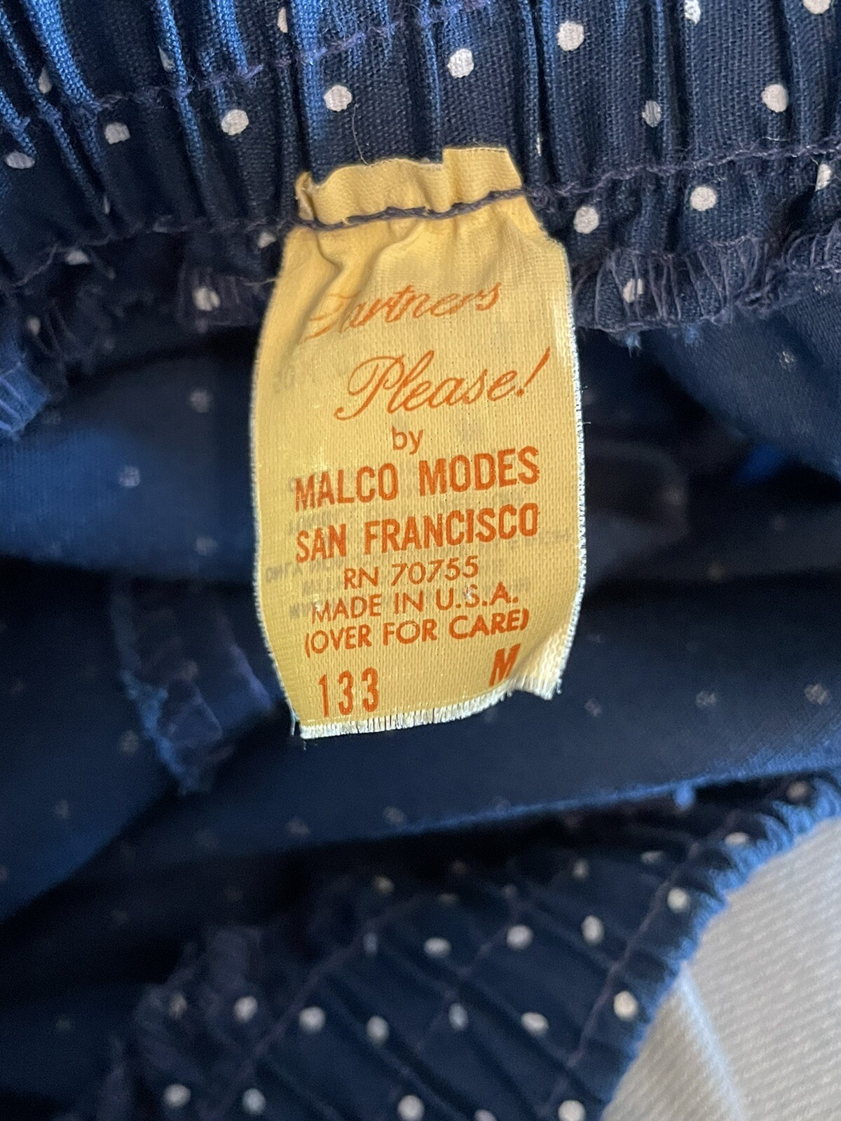 VTG PARTNERS PLEASE Malco Modes Square Dance Circle Skirt Blue Polka Dot M