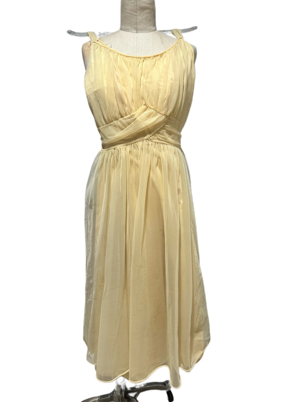Vintage Virginia Wallace Yellow « Cupcake » Chiffon Dress