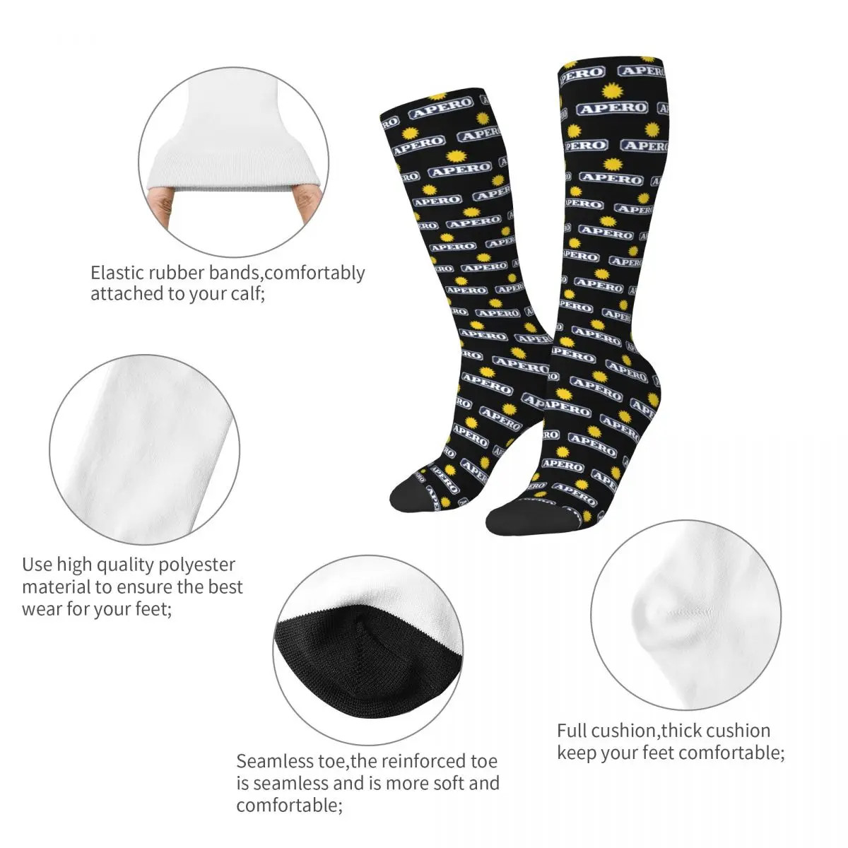 All Seasons Aperitif Apero Socks Harajuku Sport Middle Tube Socks Soft Hip Hop
