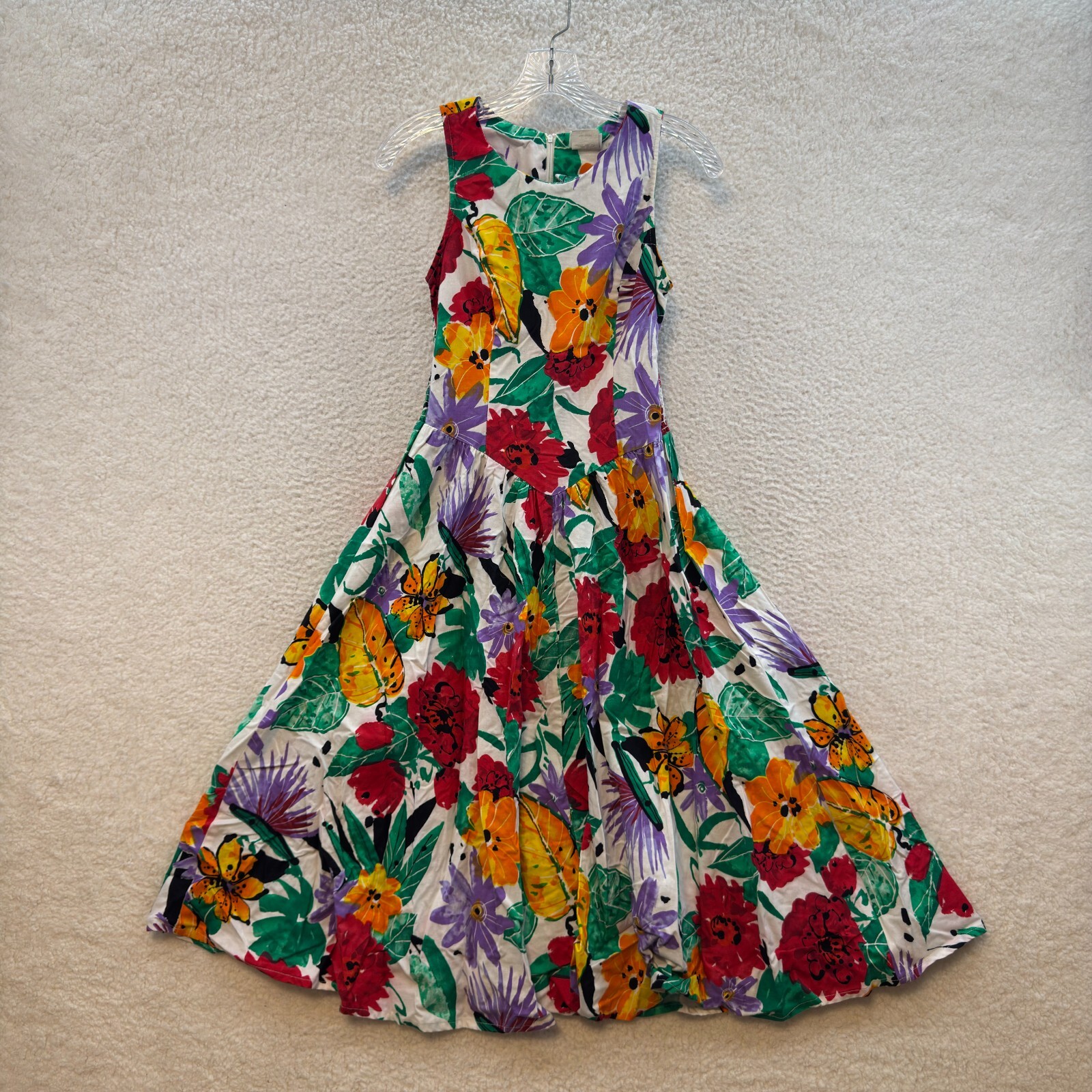 Vintage Midi Maxi Dress 4 5 Small Medium Colorful Floral Retro Mod A-Line