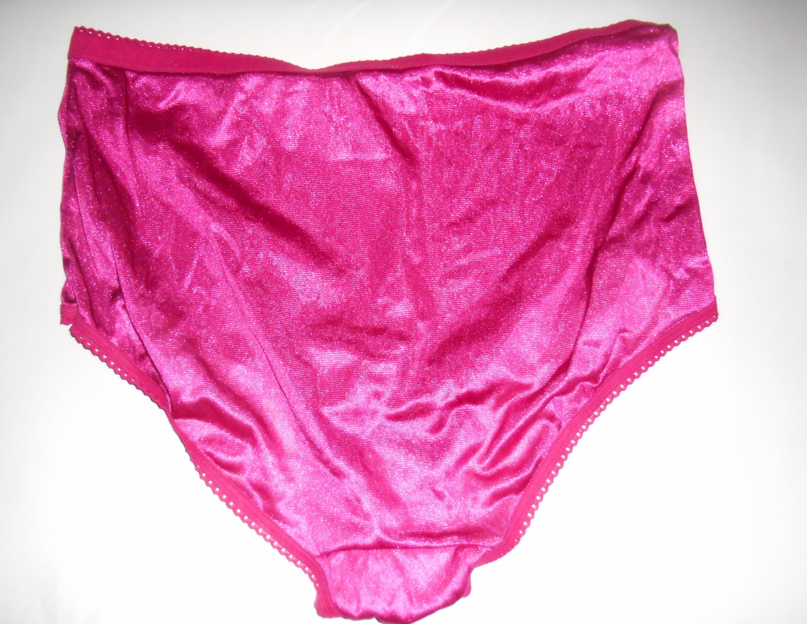Vintage Simply Basic Shiny Silky Magenta Nylon Granny Sissy Panties Sz 12/13