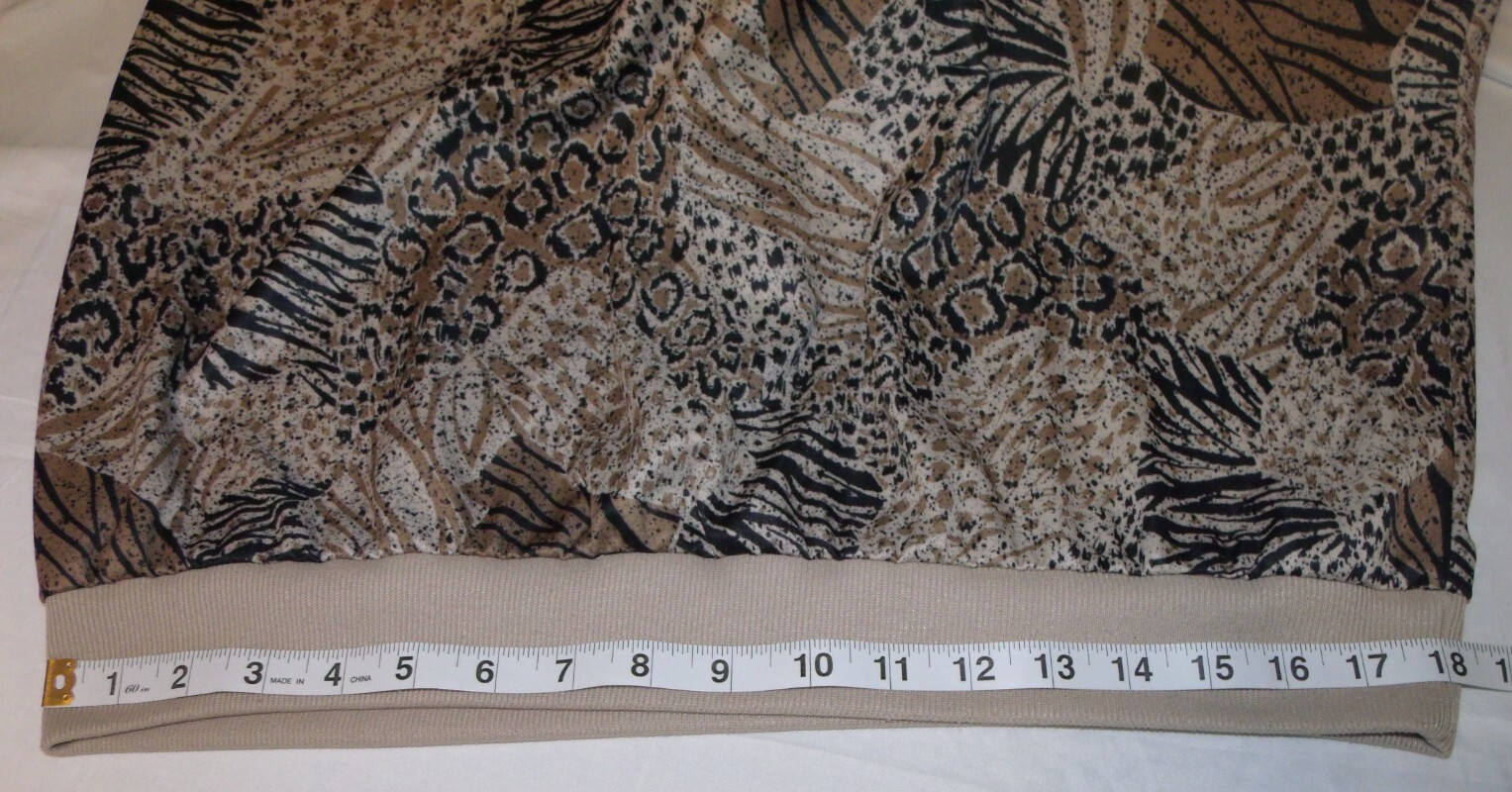 VTG Blair Brown Animal Print Collared 3/4 Slv Pullover Blouse Women Sze L 70s80s