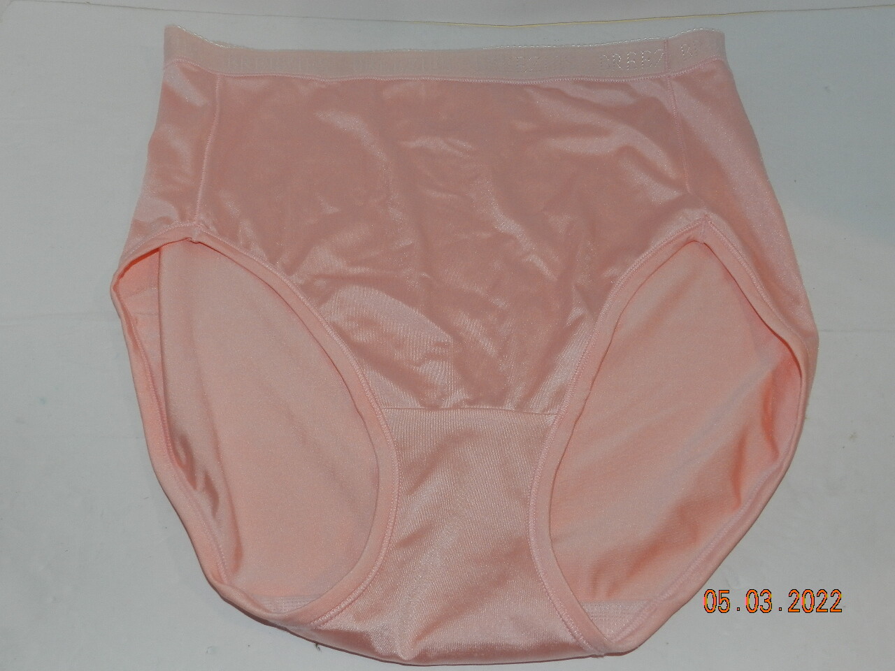 Peach Breezies Briefs Second Skin Panties size L Logo Band sissy womens