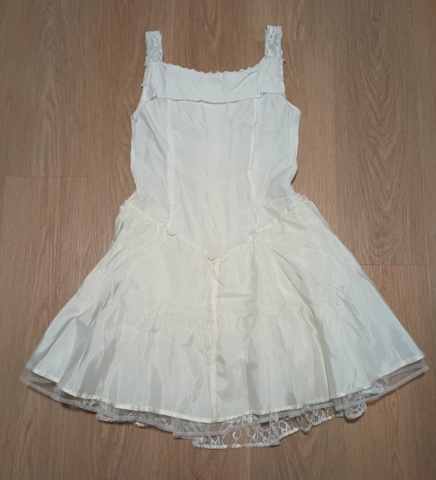 Vtg 80s Chantilly Lace Sequin TULLE Layered Skirt prom fit flare glam Dress S